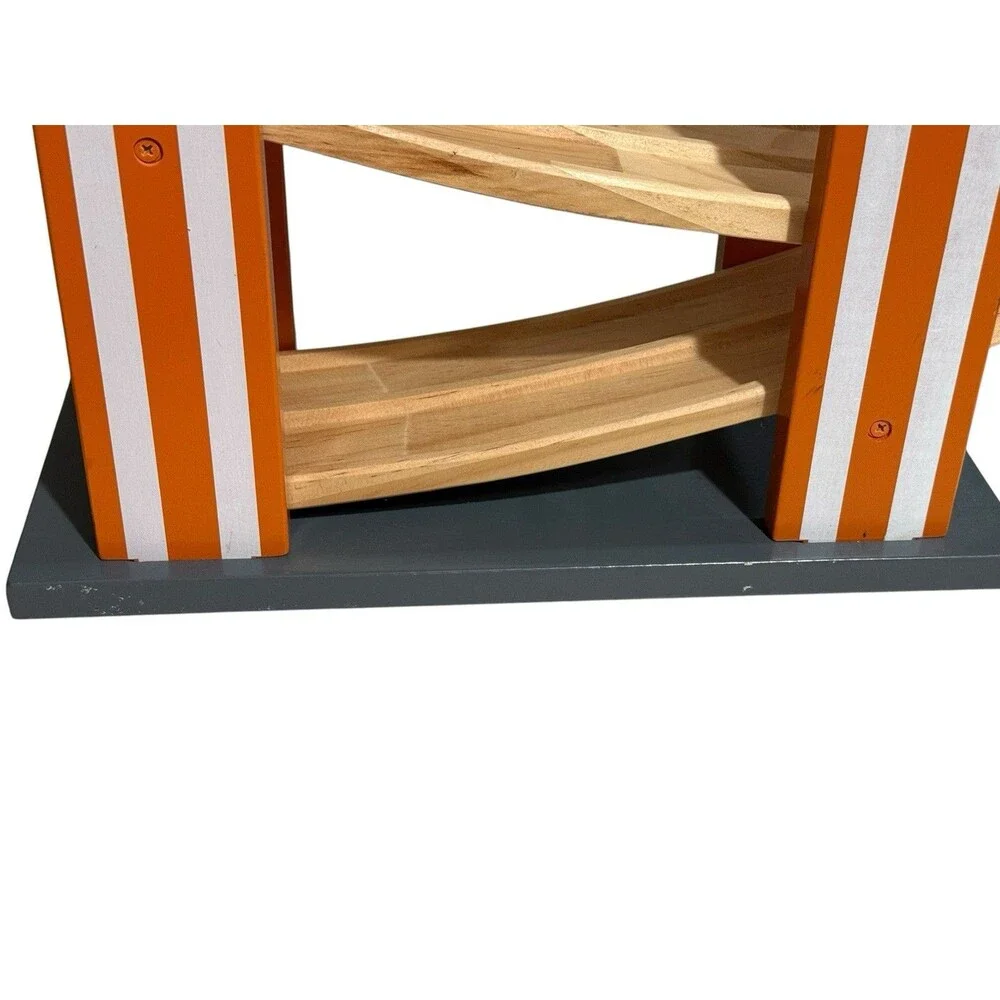 Land Of Nod Large Ramp Racer with 2 Wood Cars for Toddlers Kids Fast Track Rare